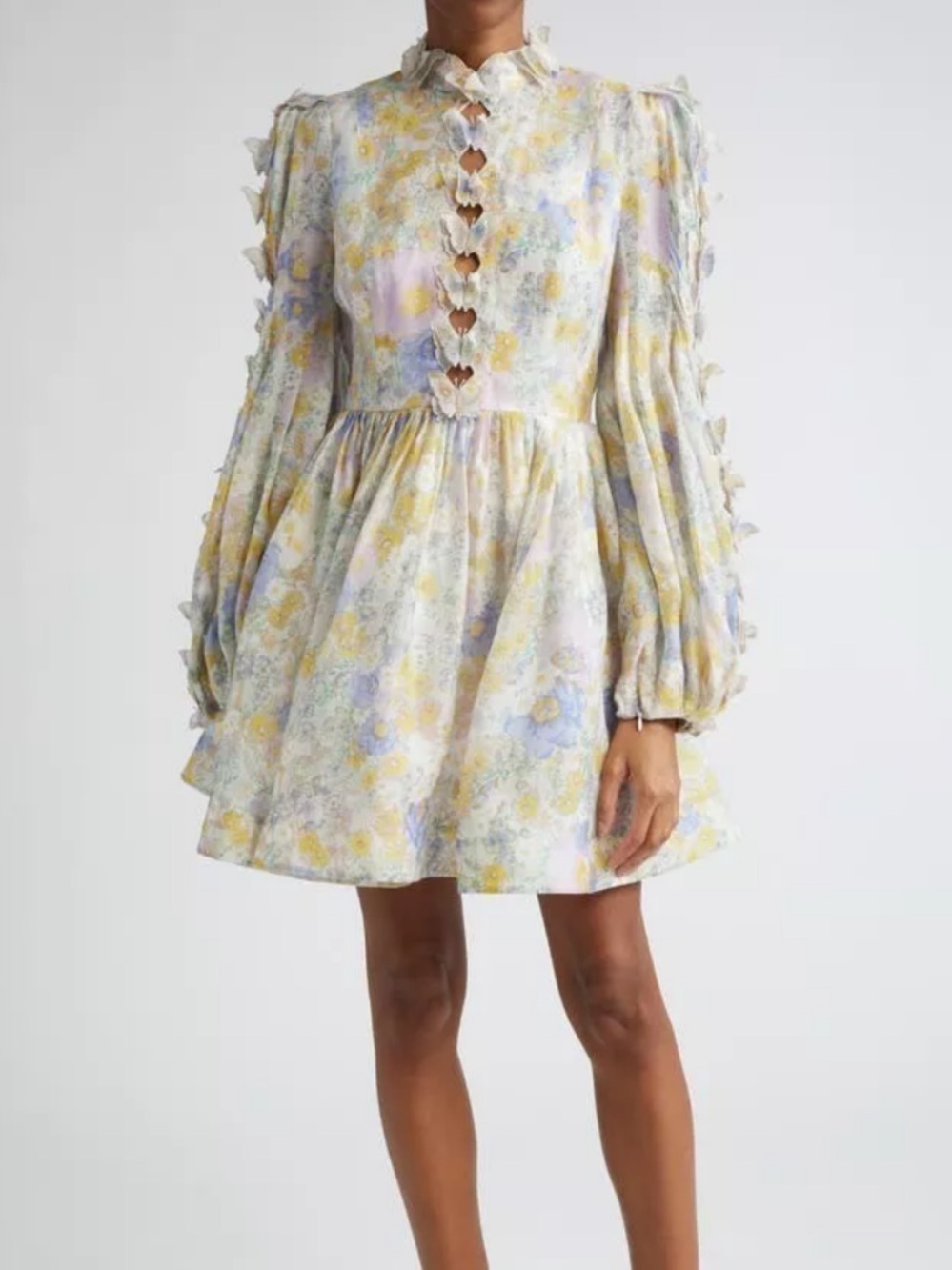 Pastel Floral 3D Butterfly Mini Dress Sz Large